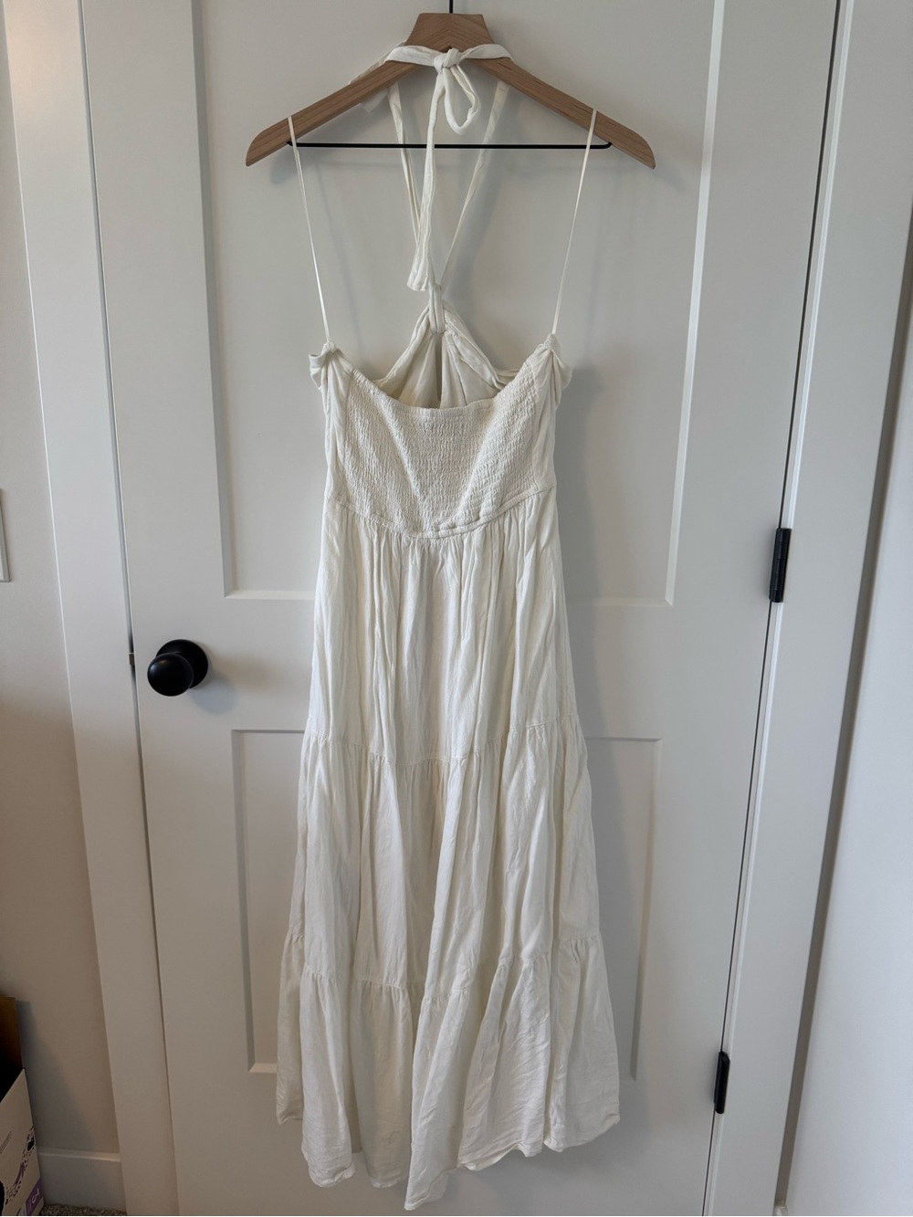 Abercrombie & Fitch White Halter-Tie Tiered Maxi Dress Size L - Picture 3 of 5